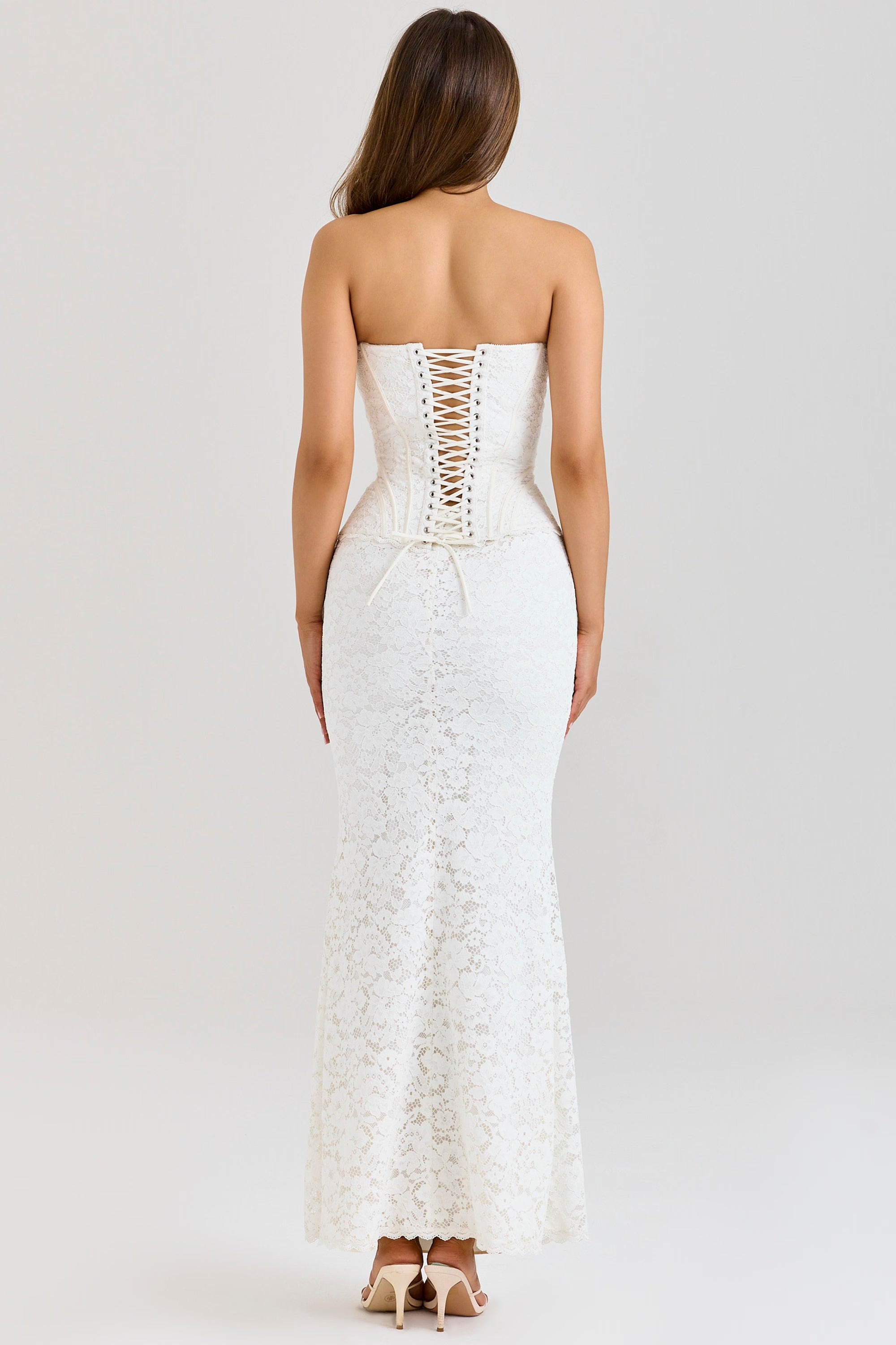 Céline Ivory Lace Corset Maxi Dress