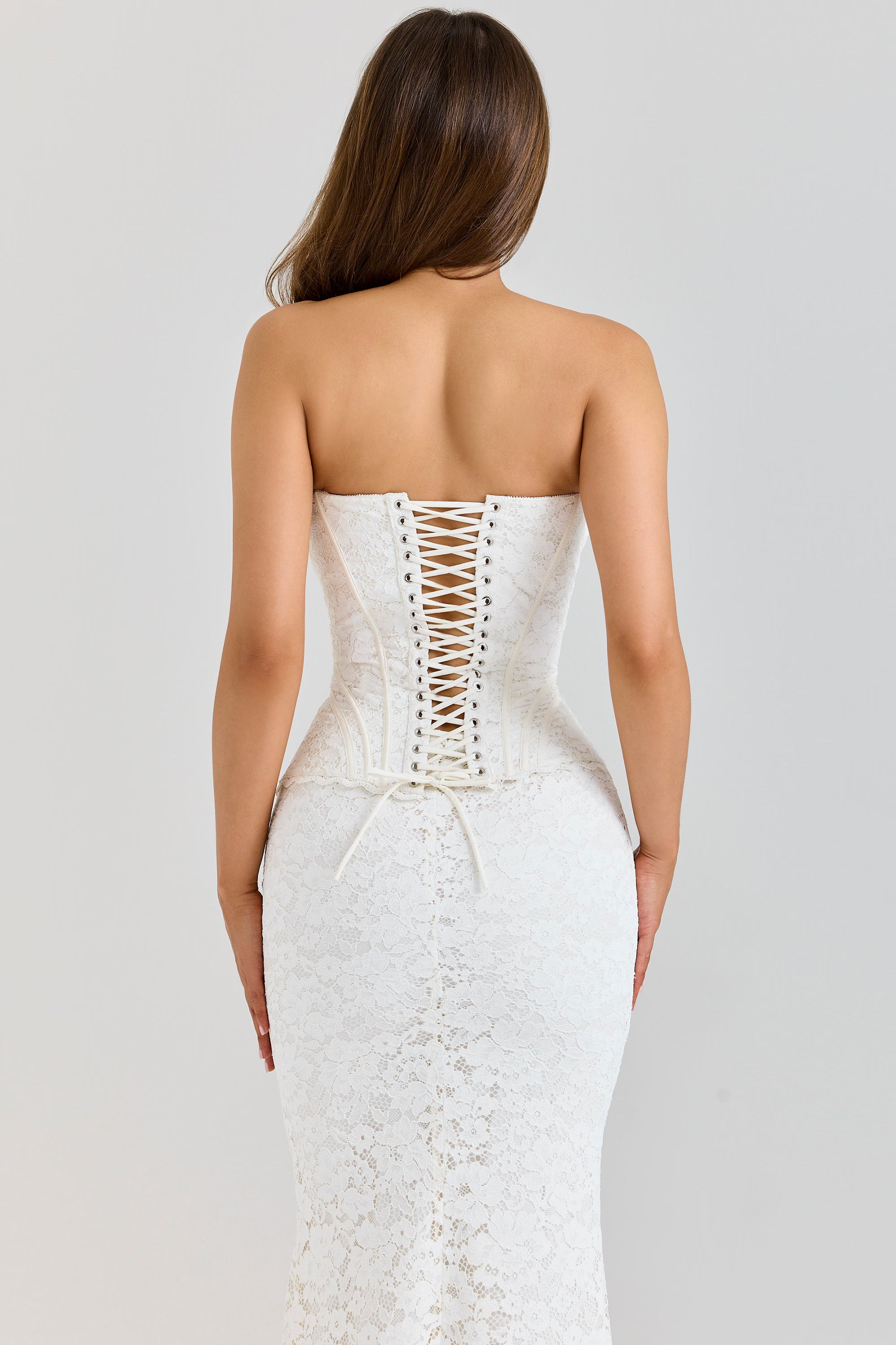 Céline Ivory Lace Corset Maxi Dress