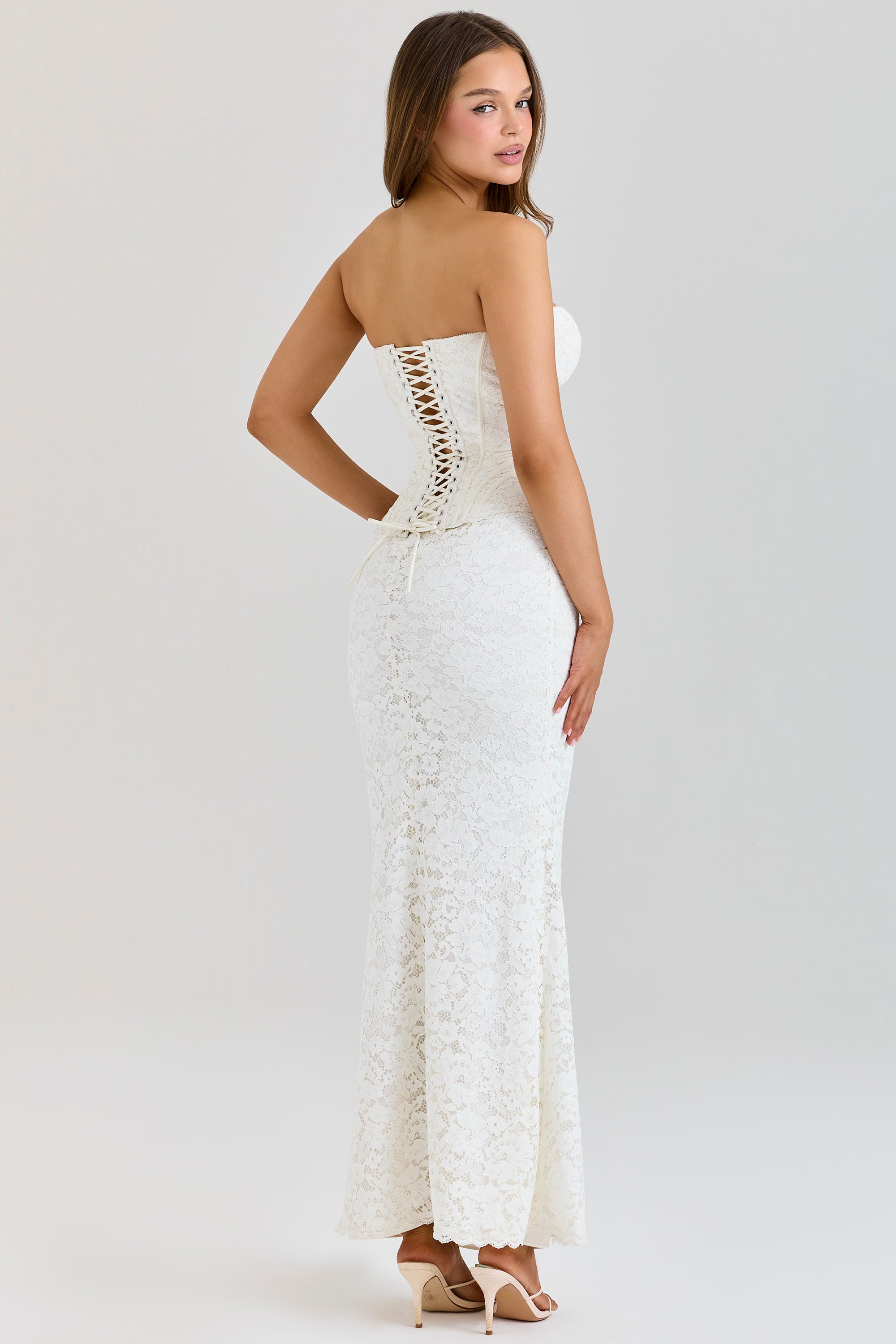 Céline Ivory Lace Corset Maxi Dress